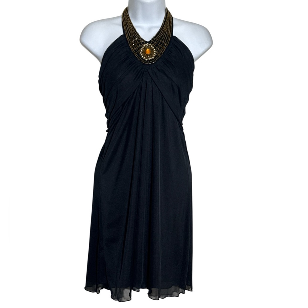 Y2K Mesh‎ Speechless Black Halter Dress with Beaded Neckline Size Medium